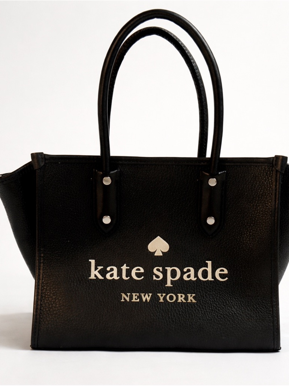 Kate Spade Black Leather Logo Tote Satchel